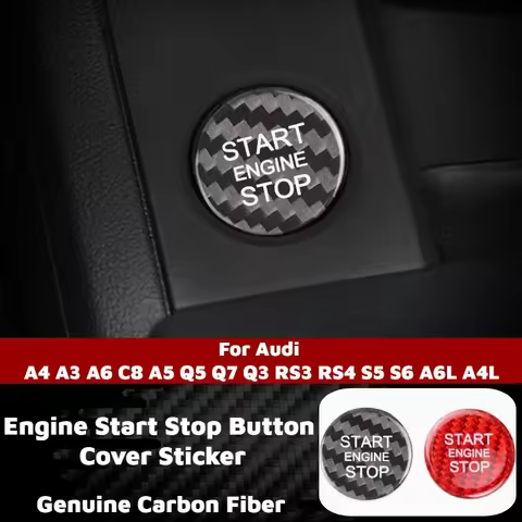 Carbon Fiber Engine Start Stop Button Cover Sticker For Audi A4 A3 A6 C8 A5 Q5 Q7 Q3 RS3 RS4 S5 S6 A