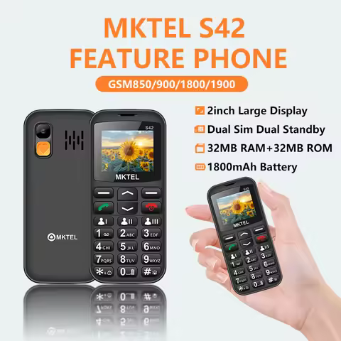 MKTEL S42 Feature Phone 1800mAh Big Battery Dual SIM 2.0" Display GSM Mobile Phone