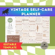 Vintage Canva Selfcare Planner | Editable Canva Planner | Canva Planner Template |