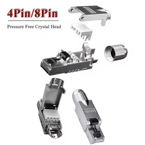 8Pin Pressure Free Crystal Head Netwrok Connector 4Pin Industrial Profinet/EtherCat Servo RJ45 Plug 