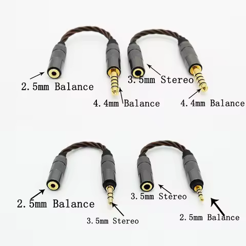 Conversion Cable Balance 3.5mm to 4.4mm/2.5mm Audio Cable 2.5mm to 3.5mm/2.5mm to 4.4mm Adapter Cabl