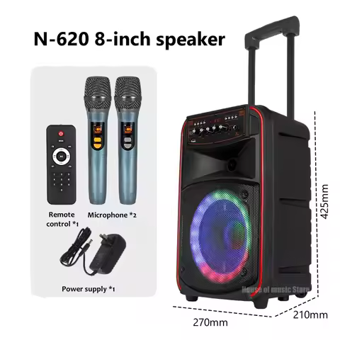 150W Peak Powerful Large Capacity Subwoofer With 2 Wireless Mic Outdoor Karaoke Square Dance Portabl