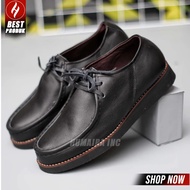 Men's Black Genuine Leather Formal Casual Loafers - AXTON