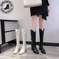 Boots Women's High Heels Back Zipper Square Toe Chunky Heels Long Boots Casual Knight Boots British