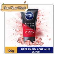 Ready Stock NIVEA Men DEEP Rapid Acne Oil Clear Detox Mud Scrub 100g pemcuci muka lelaki