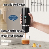 Portable fully automatic espresso capsule coffee machine that can be filled with cold water large an