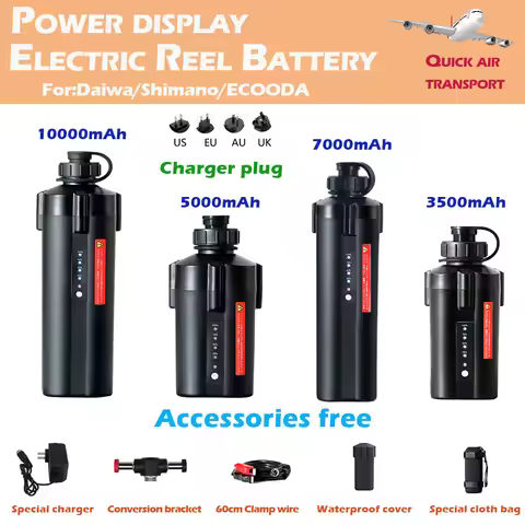 Power Display 14.8V 5000mAh Electric Reel Battery For SHIMANO DAIWA ECOODA 10000mAh Fishing Electric