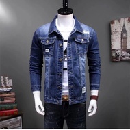 Ready Stock jaket jeans lelaki denim coat Denim jacket men's slim vintage stretch jeans suit trendy 