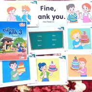 Flashcard tiếng anh lớp 345 global success khổ A5 ép plastic và sơ đồ tư duy minmap