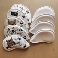 9pcs White Cute Animal Golf Club Iron Head Covers Iron Headcover for Taylormade Mizuno Callaway