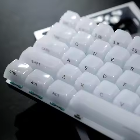 Keyboard Keycaps Jelly - Ceramic Keycaps Style, Clear White Key Cap, Transparent Side Printed Custom