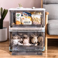 Foldable Storage Box With Lid Plastic Crate Multipurpose Transparent