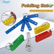 PANSIE Plastic Ruler, with Keychain Double-sided Scale Folding Ruler, Multi Functional 0.5m 10-Fold 