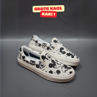 SEPATU VANS21 SLIP ON VAULT OG ANAHEIM KARAKTER MICKEY MOUSE KREM KANVAS 36-43
