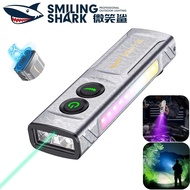 SMILING SHARK Magnetic Flashlight LED 2 Blue Laser Torch Light UV Purple Light 10Mode Type c Recharg