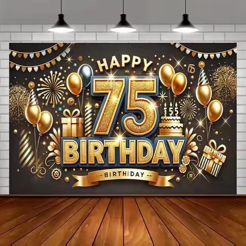 75th Birthday celebration banner - Polyester party background, multi-functional festival decoration,