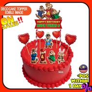 [CUSTOM NAME] Happy Birthday Cake Topper Alvin and the Chipmunks Decoration Set Party Accessories Ba