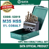 SATA 19Pc HSS Cobalt Drill Set Size 1MM to 10MM M35 HSS Cobalt Drill Set 52819 SATA Tools High Quali