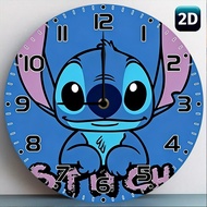 Stitch Clock Wall Decor 2D Animated Character Blue Face Black Numbers Pink Ears