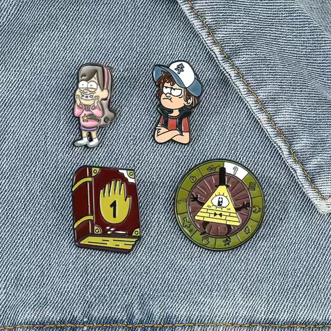 Disney Anime Gravity Falls Cartoon Characters Brooch Dipper Pines Cute Enamel Badge for Collar Shirt