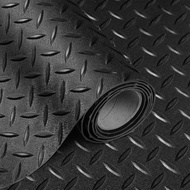 2.5mm Thickened 5Ft X 12Ft Garage Floor Mat Rubber Flooring Roll, Red | 60sqft Diamond Plate PVC Rub