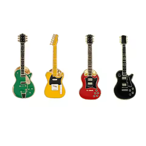 Metal Badge Electric Guitar Pins Fashion Musical Instrument Brooch for Men Women Kpop Jewelry Access