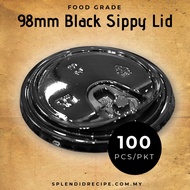 98mm Black Sippy Lid (100 Pcs)