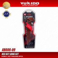 Yukido L Key Set 9 Pcs Long AB666-09 Hex Key Long Set 1.5mm - 10mm Japan Technology Original L Key A