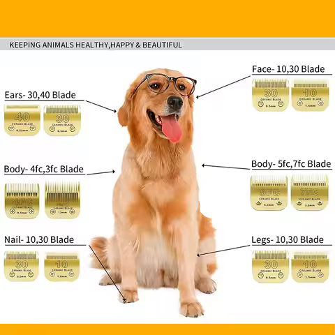 7FC/5FC/4FC/#10/#30/#40 Detachable Pet Dog Clipper Ceramic Blades Set Compatible with Andis,Oster A5