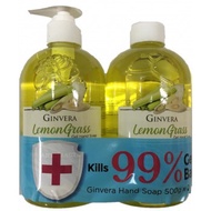 GINVERA LEMON GRASS GEL HAND SOAP 99% ANTI-BACTERIAL- 2x500GM