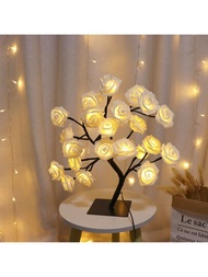 Led玫瑰花樹燈,usb供電,適用於家庭派對婚禮臥室裝飾禮物