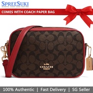 Coach Handbag In Gift Box Crossbody Bag Jes Crossbody In Signature Canvas Brown 1941 Red # 68168