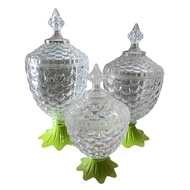 Toples Kristal Set 3 pcs / Toples Piala / Toples Ikan / Tempat Kue Kacang & Permen / Toples Beranak