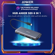 Anker 555 USB-C A8383 8 in 1 Converter Hub Supports 100W PD Export 60hz Data Transfer 10Gbps, Compact, Convenient