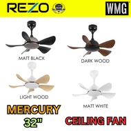 REZO CEILING FAN 32'' / 42" / 56'' 5 BLADE REMOTE DC MERCURY / MERCURY LED