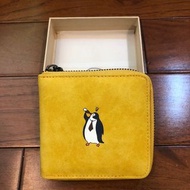 八涂黃色企鵝圖案短夾錢包