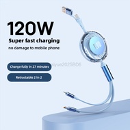 Retractable PD 120W Cable USB Type C to Type C Fast Charging for Samsung Galaxy A06/A55/A15/A56/S24 