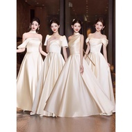 Brown Satin Bridesmaid Dress Bridesmaid Dress Soothing Instrument Niche Beautiful Bridesmaid Dress F