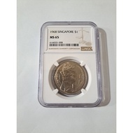1968 Singapore Dollar $1 NGC MS 65