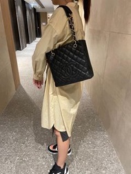 Chanel PST Tote Bag 黑色荔枝牛皮金鏈 100%Authentic, 95%New 💎尖沙咀中港城門市