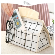 EzLife Cotton Linen 6 Pocket Tissue Storage Bag Remote Control Storage Bag Multi-Compartment Home Li