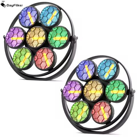 DayFlicker 2Pcs 350W 7-LED COB Linear Vintage Light Stage Light 1-20Hz Flash DMX512 16/37CH for Conc