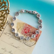 【西洋古董飾品 】AVON 銀色調 圓鑽 都會氣質 手鍊