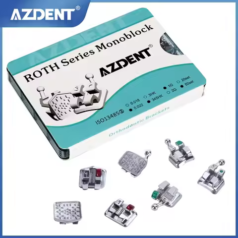 1000pcs/Box AZDENT Dental Orthodontic Bracket Braces Monoblock Brackets Mini MBT/Roth 018/022 Hooks