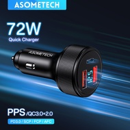 ASOMETECH 3 in 1 72W Car Charger 12v 24v Fast Charger QC3.0 PD 3 Port USB Phone Charger For Phone Tablets Laptop USB Type C Fast Charge Adapter For iPhone Samsung Huawei