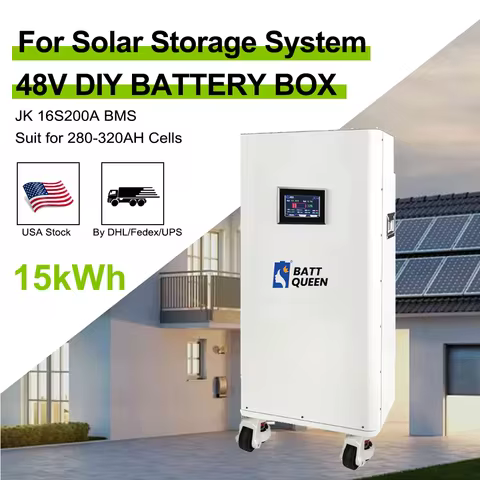 US Stock 51.2V280AH LifePO4 Battery Box 48V DIY KIT JK BMS pb2a16s20p 4.3 inch LCD 15kWh Home Solar 