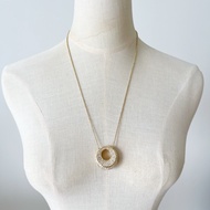Oroton Gold Plated Pave Pendant Necklace | Rantai Leher Hijab 项链 镀金