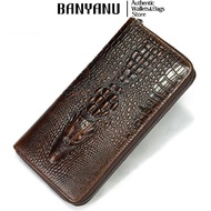 BANYANU Original Animal Printed Cow Genuine Leather Wallet for Men Zipper Beg Dompet Lelaki