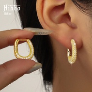 1 Pair Luxury U-Shaped Cubic Zirconia Decor Earrings, Glamorous Jewelry Suitable For Women Daily Wea