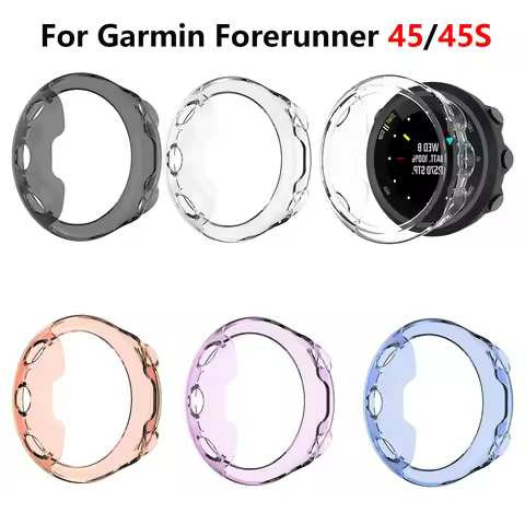 TPU Protective Case for Garmin Forerunner 45 45s Screen Protector Protector Frame for Forerunner 45 